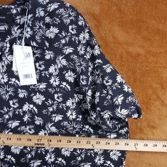 VINCE Shirt Mens XXL Black Floral Short Sleeve Pocket Button Up Linen Blend $225 - Picture 8 of 10